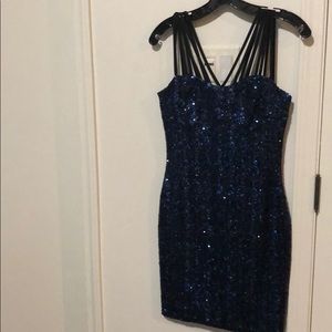 Dress the Population navy blue sequin dress size M